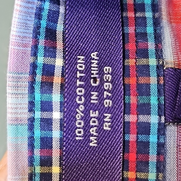 ALAN FLUSSER mens blue plaid‎ long sleeve shirt. Contrast colar and cuff … - Picture 7 of 11